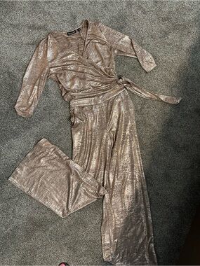 7th Avenue Design Studio Metallic Rose Gold Two Piece Set Size S XS Cocktail